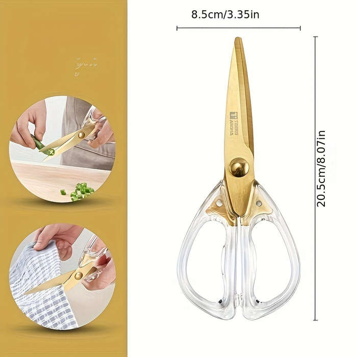 1pc Transparent Handle Kitchen Scissors Ergonomic Rust-Proof Sharp Meat Scissors Outdoor E