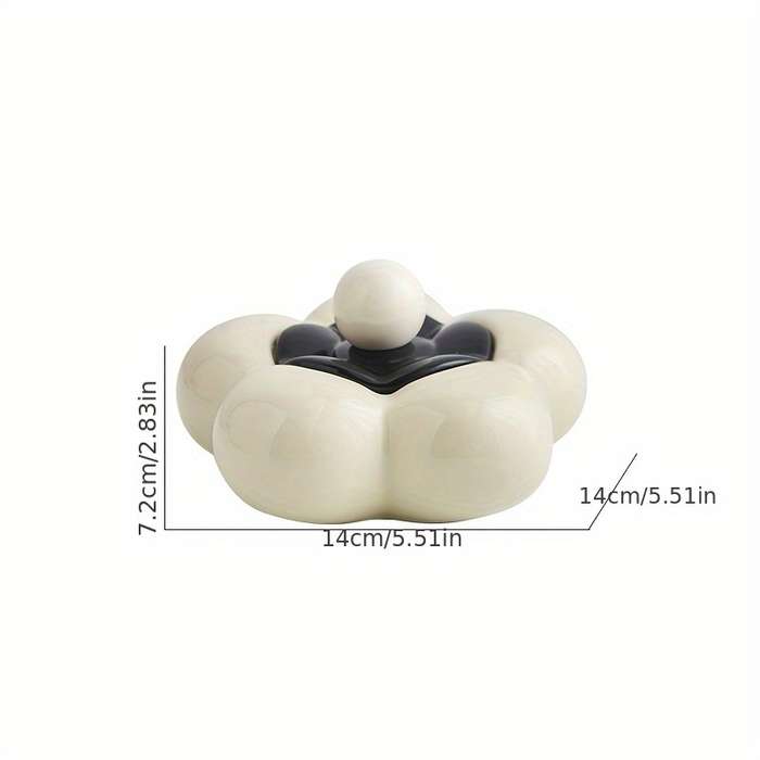 1pc Modern Geometric Ceramic Ashtray with Lid C Decorative Jewelry Storage for Bedroom Living Roo