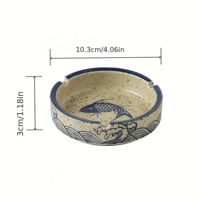 1pc Rustic Ceramic Ashtray with Lid Round Smoke Ashtray for Home Living Room Hotel Restaurant