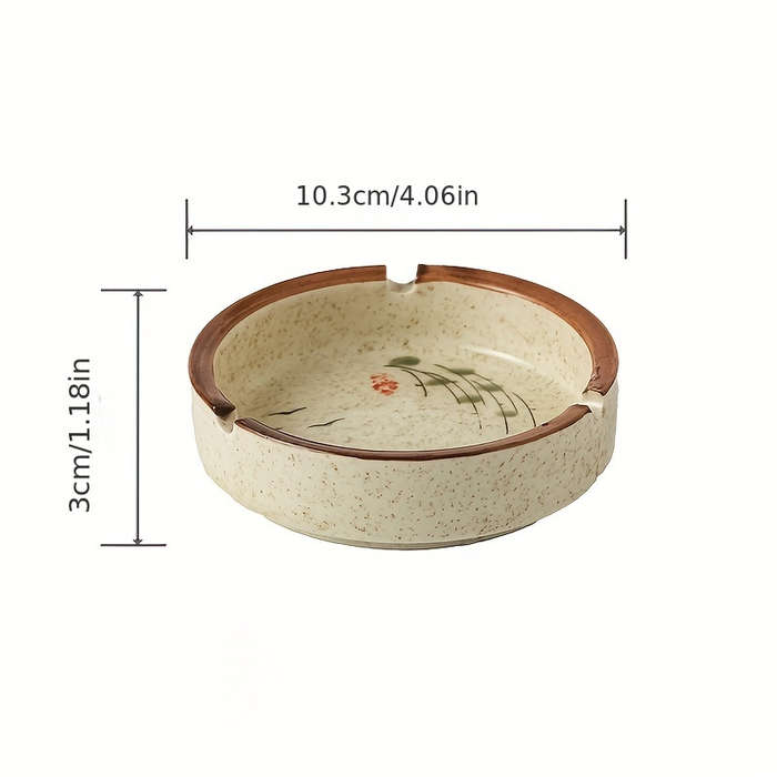 1pc Rustic Ceramic Ashtray with Lid Round Smoke Ashtray for Home Living Room Hotel Restaurant