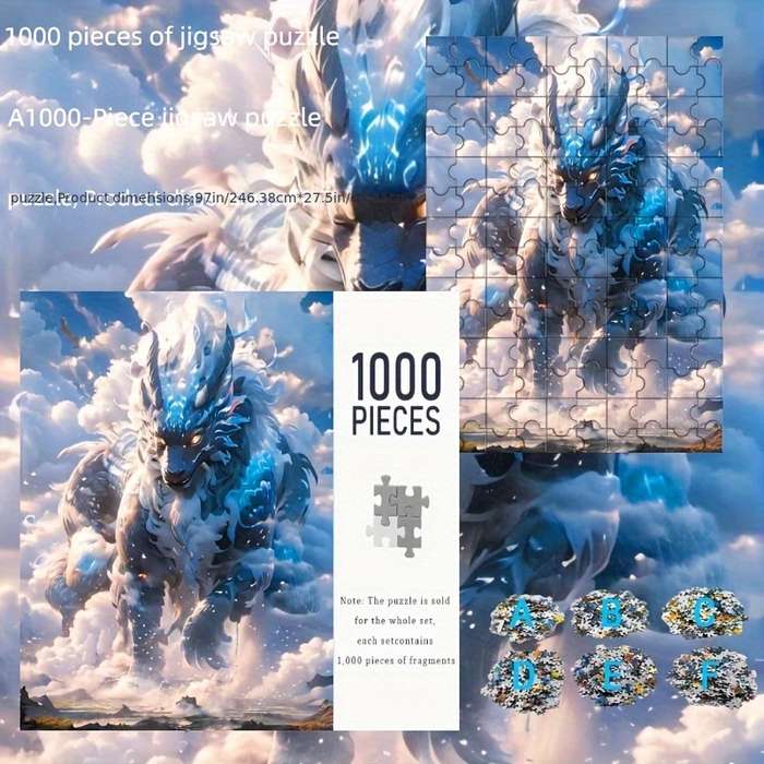 1000pcs Mystical Dragon Jigsaw Puzzle for Adults 50.04x69.85 cm Vibrant Fantasy Art