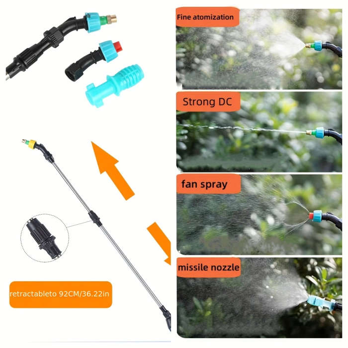 1Pc 1800Mah 5L Portable Electric Watering Can With Adjustable Nozzle Lithium Battery Usb Rechargeabl