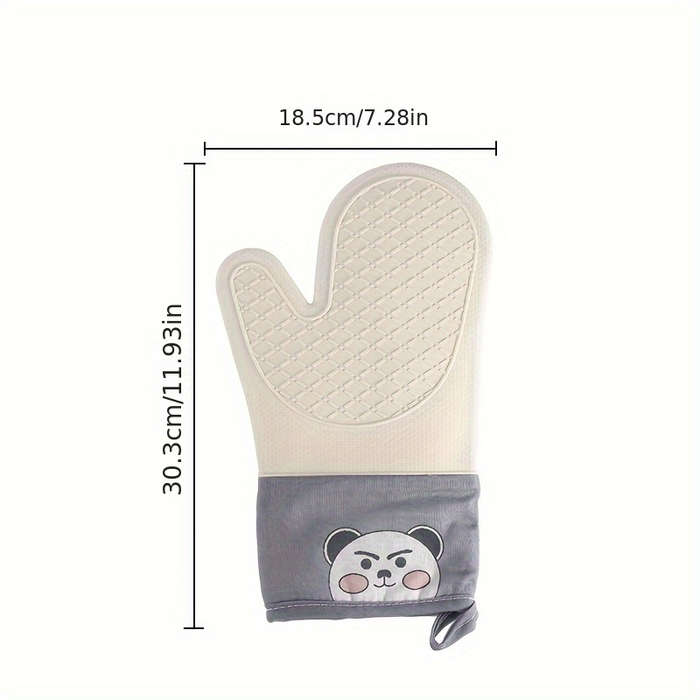 1pc Silicone Oven Gloves Panda Prints Oven Mitts Heat Resistant Kitchen Gloves with Soft Linin