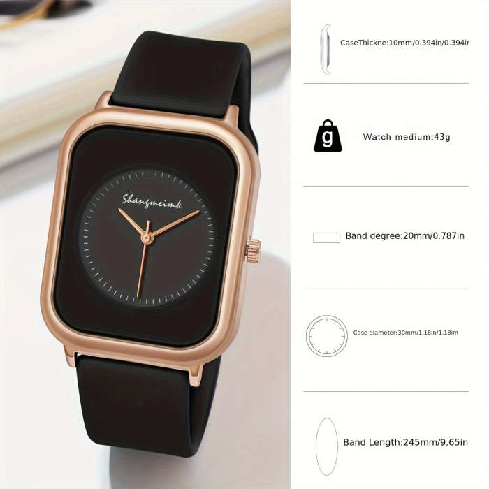 1pc Fashionable Quartz Wrist Watch for Women Analog Display Alloy Case Silicone Strap Elegant Casual
