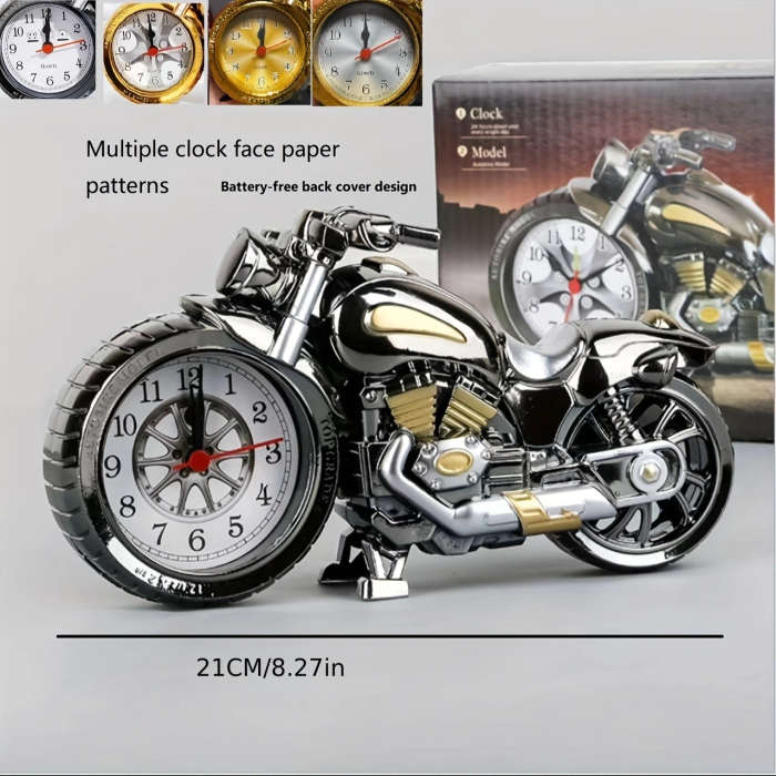 1pc Retro Motorcycle Alarm Clock Vintage Desk Accessory with Multi-Face Mode Plastic Material Sleep
