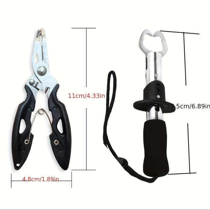 2pcs Set Stainless Steel Fishing Pliers Multifunctional Angler's Tool Set with Long Handle Fish Grip