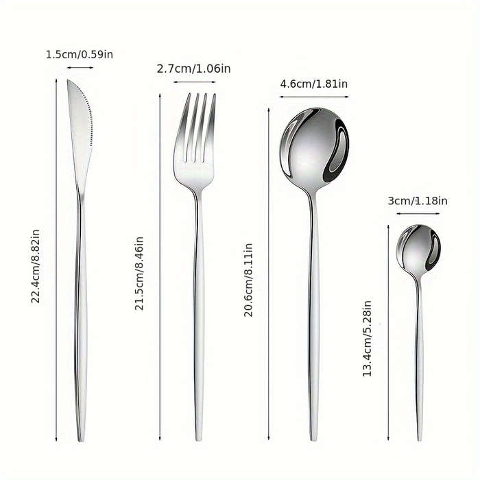 Set Of 16 Stainless Steel Portuguese Tableware Including 4 Sets Of Steak Knives Forks And Sp