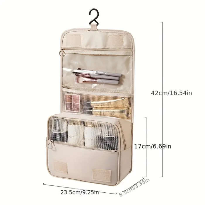 1pc Travel Cosmetic Bag Polyester Hand Wash Only Hanging Toiletry Organizer Gift for Friends Versati
