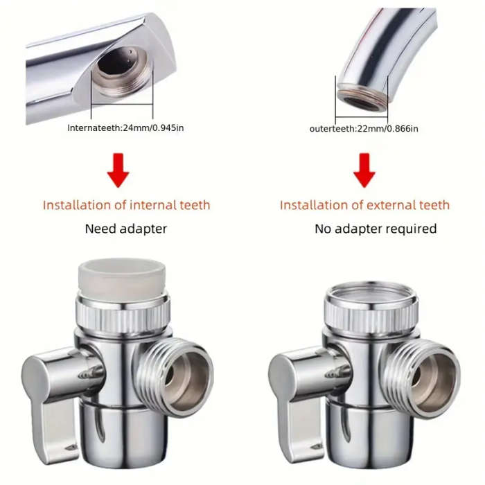 A Household Faucet With An External Splitter One-to-two Adapter Universal Conversion Water Inlet