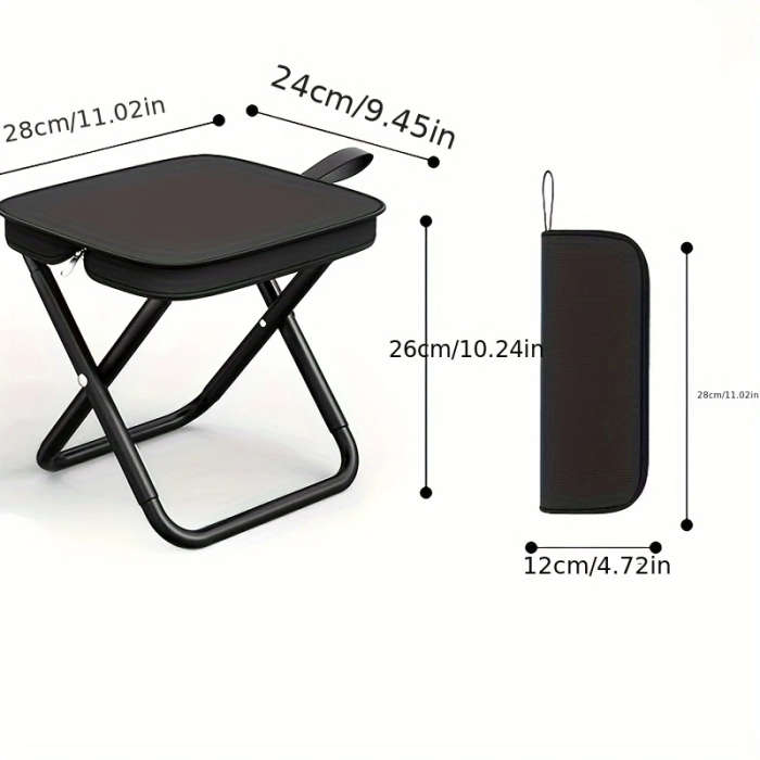 1pc Lightweight Iron Alloy Frame Folding Chair  Portable Outdoor Picnic Camping Stool with Carry Bag