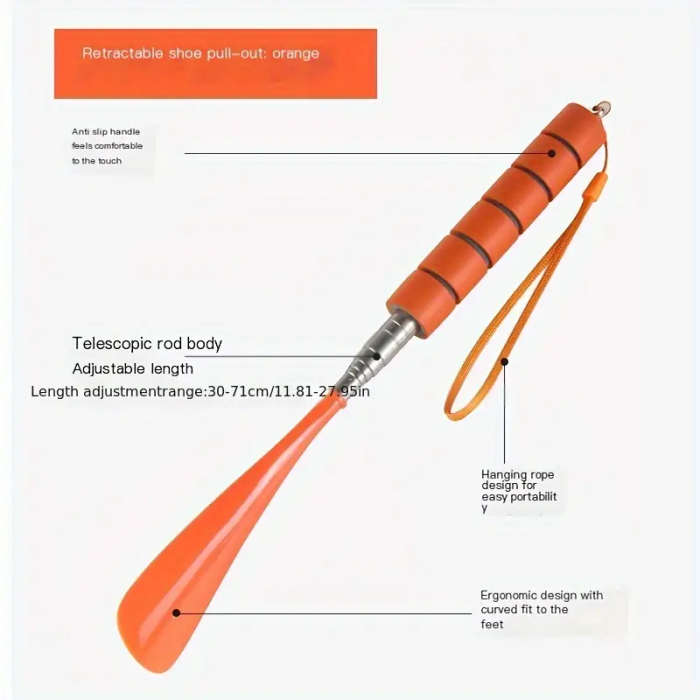 1pc Ergonomic Shoe Puller Adjustable 29.97-70.87cm Portable Stainless Steel Shoe Helper Easy-to-Use