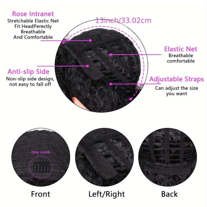 1Pc Black 25.4cm Fashion Design Wig