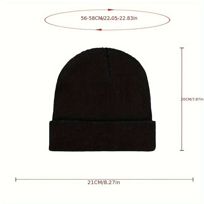 1pc Men's Hip Hop Style Black Knit Beanie with Cross Pattern Warm Stretchy Machine Washable