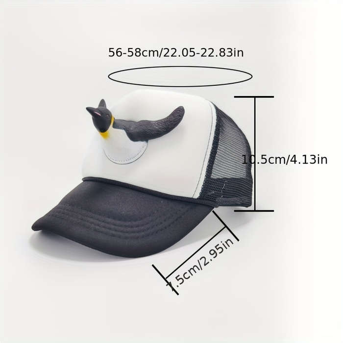 1pc Cool Adorable Funny 3D Miniature Baseball Cap Unique Eye-Catching Breathable Trucker Hat Snap