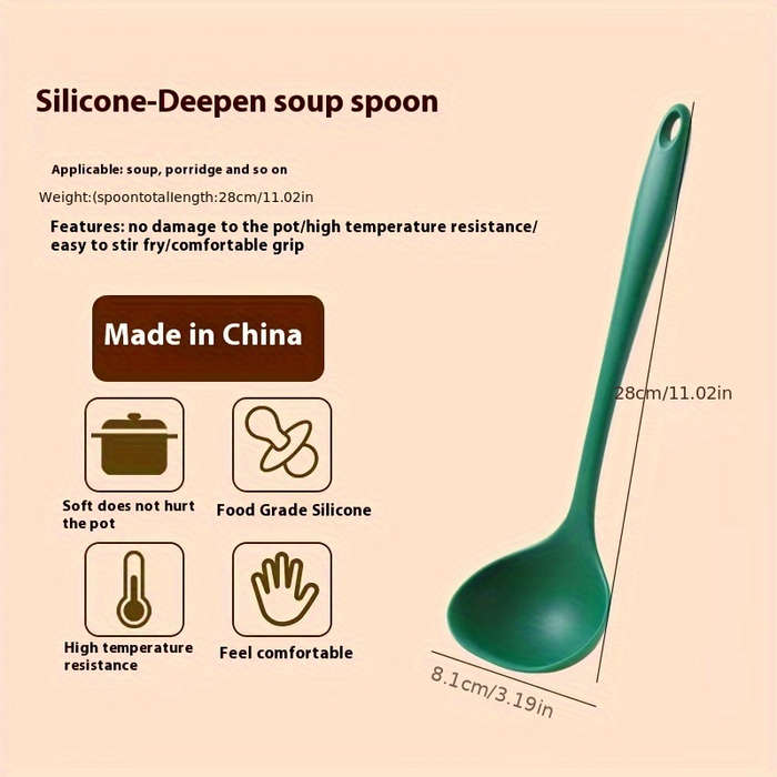 3pcs dark green silicone kitchenware set silicone spatula spoon slotted spoon heat resista