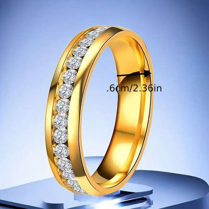 2 Piece Hip-Hop Style Titanium Steel Ring, Synthetic Cubic Zirconia