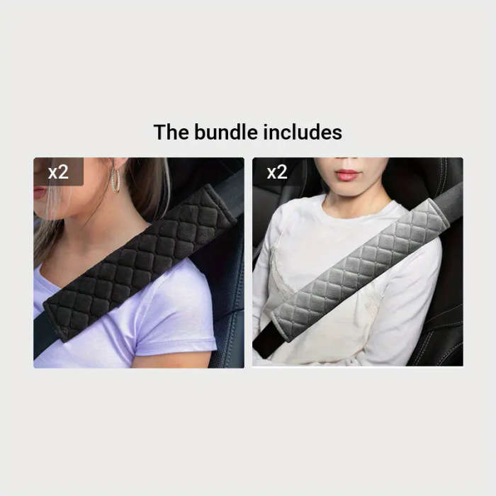 1pc Argyle Pattern Plush Car Seat Belt Cover Solid Color Safety Belt Cover Durable Travel Accessorie