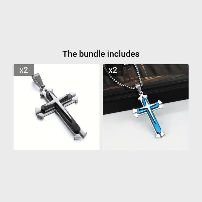 1 Piece Blackx2 Add Bluex2 Jesus Theme Pendant