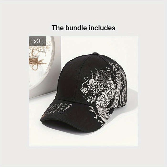 Hat Oriental Dragon Peaked Cap Black Add Oriental Dragon Peaked Cap White