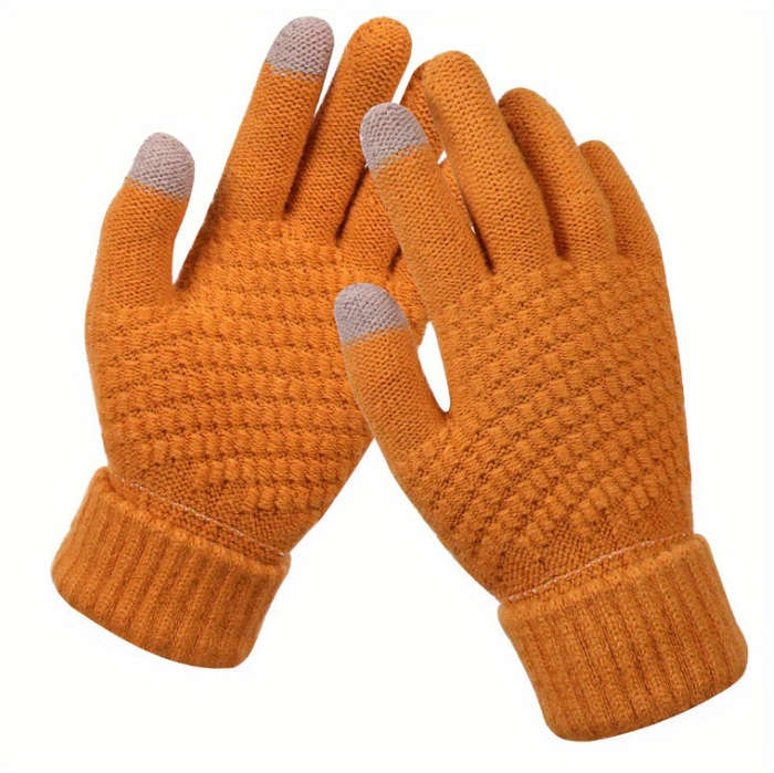 1 Pair Black Winter Warm Knitted Gloves Warm Gloves