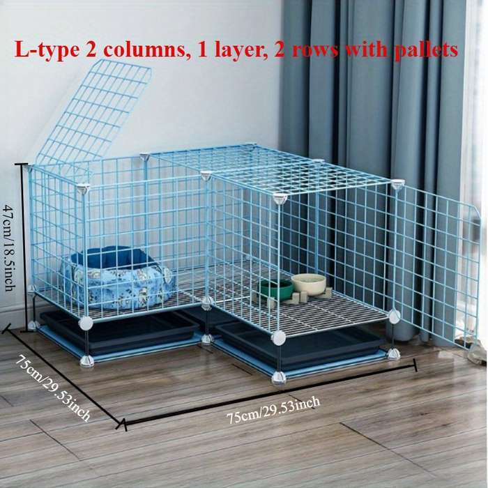 1pc Blue L-shaped 2 Layers Pet Cage