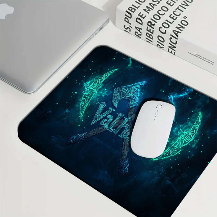 1pc 21x26cm Gaming Mouse Pad Featuring Viking Axe Design with Rubber Base