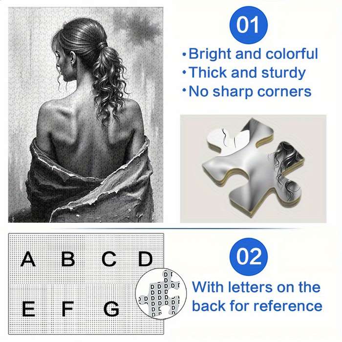 1000pcs Jigsaw Puzzle Intricate Woman Back Design Waterproof Scratch-Resistant