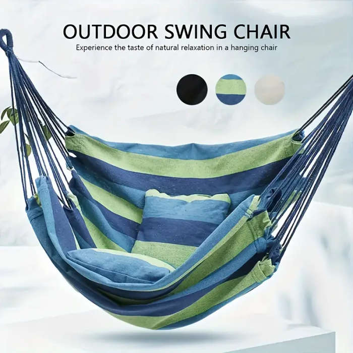 Casual Fabric Striped Hanging Chair, Portable Swing Hammock Durable Seat for Outdoor Travel Camping