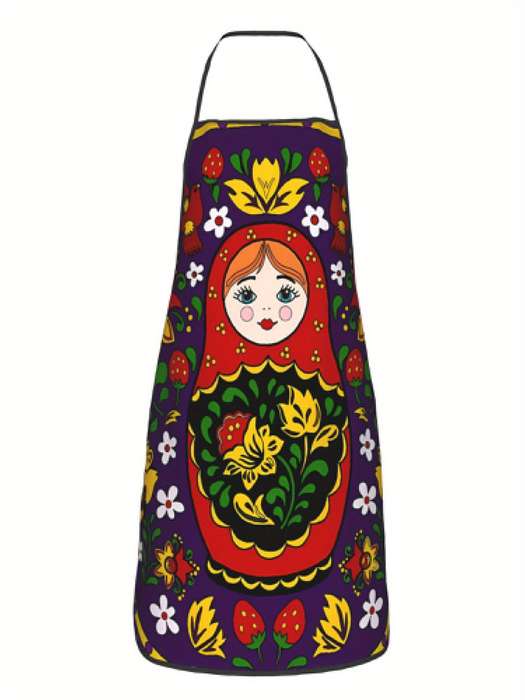 1pc Matrioska Purple 1pc Adult Size Sleeveless Apron Pattern Printed Bib Home Cooking Kitchen Wear