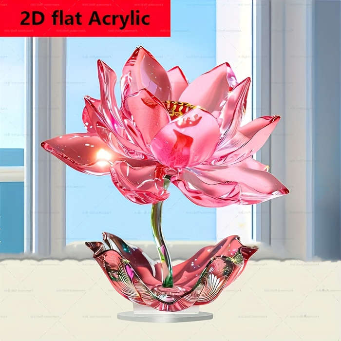 1pc 2D Flat    Classic Crystal for Lotus Florals Desktop Decoration- Multi-Purpose Crysta