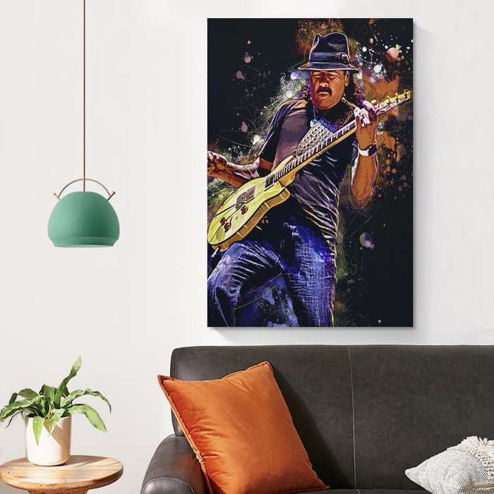 1pc  Unframed Canvas Poster Carlos Santana Guitar Art Poster Modern Satin Canvas Wall Decor