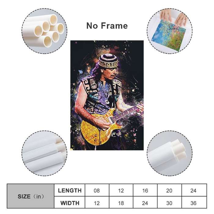 1pc Satin-Finish Carlos Santana Poster Modern Art Print on Silk Fabric Wall Decor for Living Roo