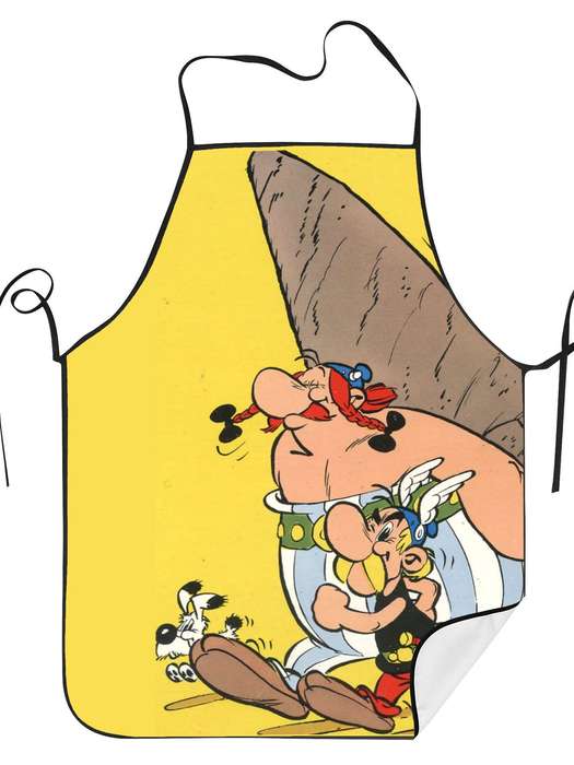 1pc Vintage Cartoon Printed Apron 100% Polyester Knit Fabric Patterned Cook's Apron for Restauran
