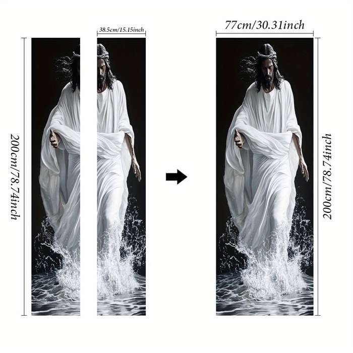 1pc 76.96x199.9cm Jesus Christian Themed Stickers