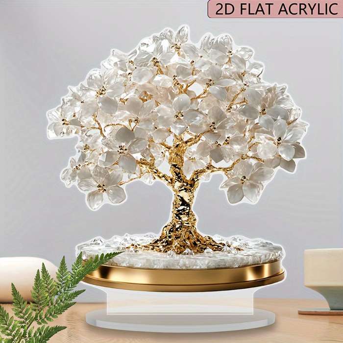 1pc 2D Flat  Elegant  Bohemian Cherry Blossom Acrylic Decor 18.11cm x 19.99cm Spring Plum Bloss