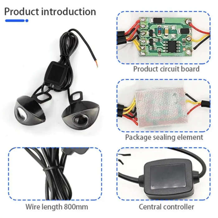 2pcs 12V Red Blue Mini Driving Light LED Eagle Eye Lights with Controller Daytime Running Light