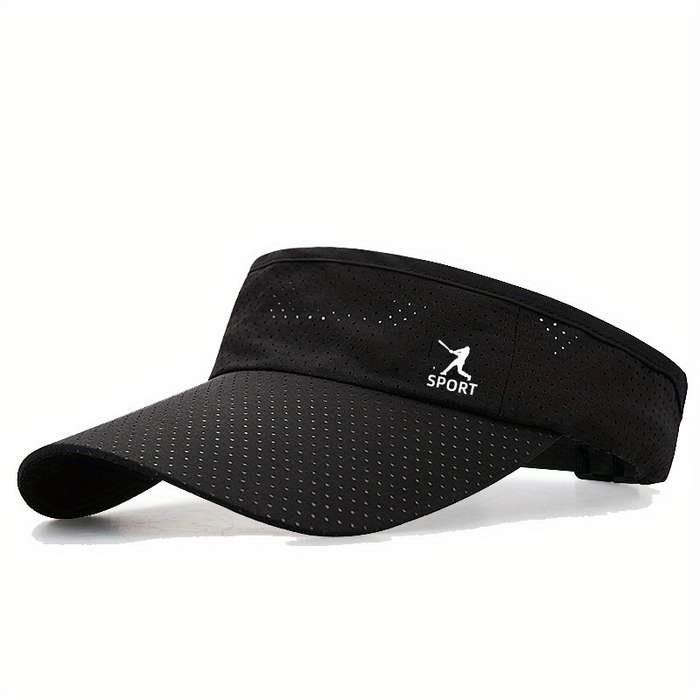 1pc Men's Quick-Dry Breathable Sports Cap White Polyester No-Top Duckbill Sun Hat with Adjustabl