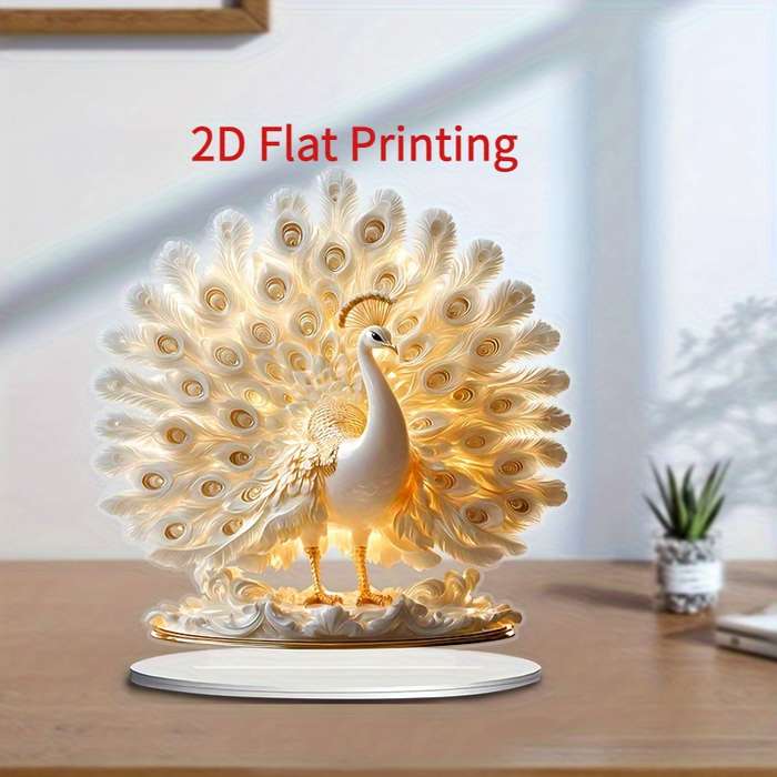1pc 2D Flat   Elegant White Parrot Acrylic Decor with Bohemian Style Base Ideal for Home Off