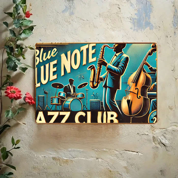1pc  Vintage Blue Note Jazz Club Metal Tin Sign 20.32x30.48 cm Retro Wall Art Decor for Room R