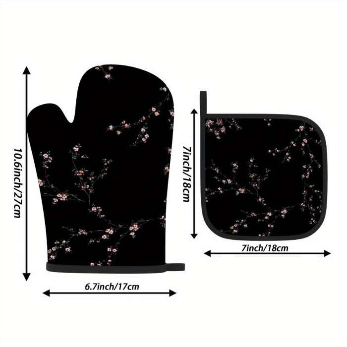 2Pcs 26.92x17.02 cm Heat Resistant Oven Mitts And Potholders