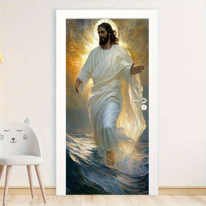 1pc 76.96x199.9cm Jesus Christian Themed Stickers