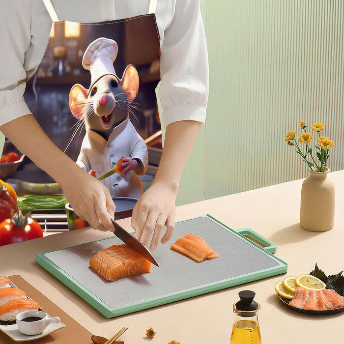 1pc Adjustable Chef Mouse Apron Durable Polyester Kitchen Bib with Cute Cartoon Mouse Cooking