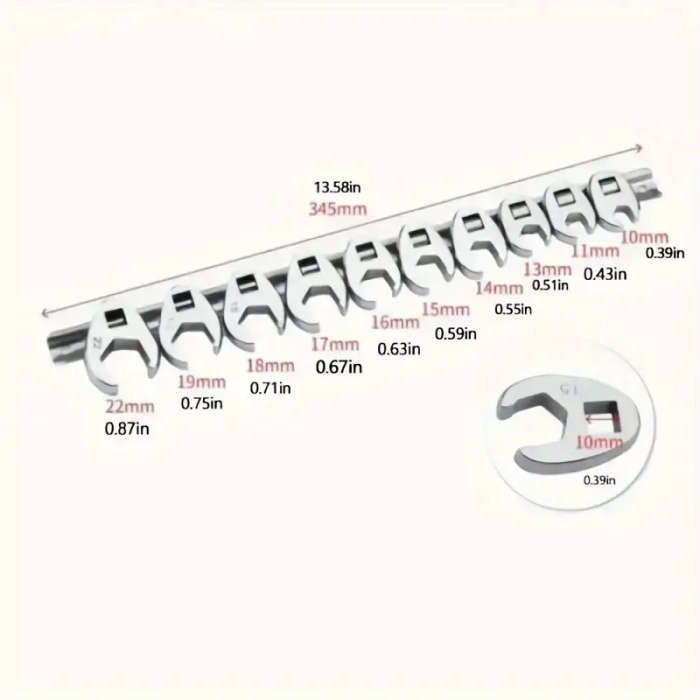 10-Piece 3/8-Inch Interchangeable Head Ratchet Wrench Set