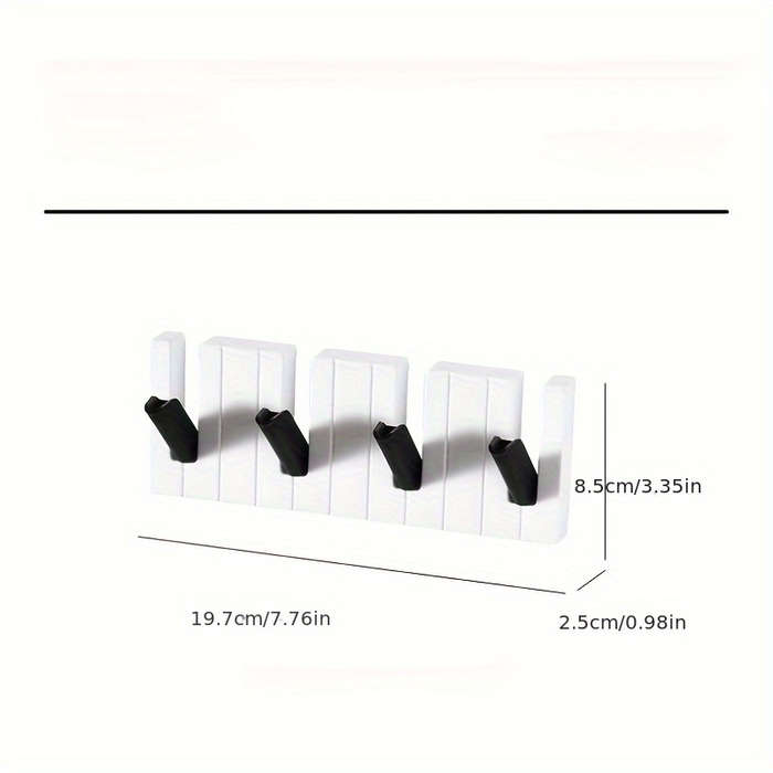 1pc Piano Keyboard Design Wall-Mounted Hook Rack Durable Plastic Easy Installation Multi-Function