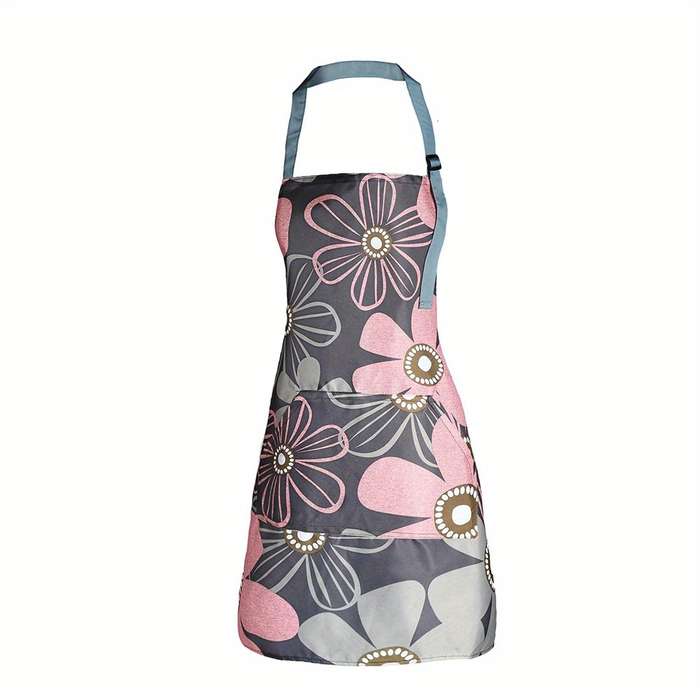 1pc Fashionable Women's floral apron with pockets adjustable perfect for cooking baking garden
