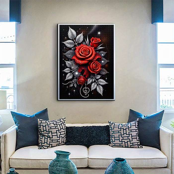 1000pcs Dark Night Rose Paper Jigsaw Puzzle Large Waterproof Scratch-Resistant