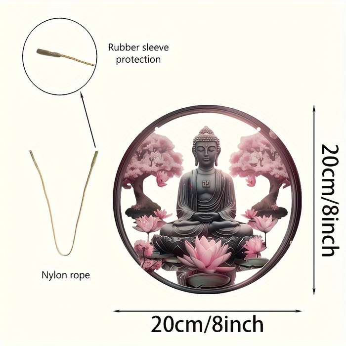 1pc 2D Flat   Classic Acrylic Buddha Wall Hanging Decorative Plaque with Pink for Lotus Sakur