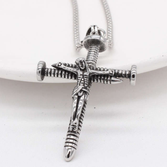1 Piece Cross Charm Add Pearl Chain Jesus Theme Pendant