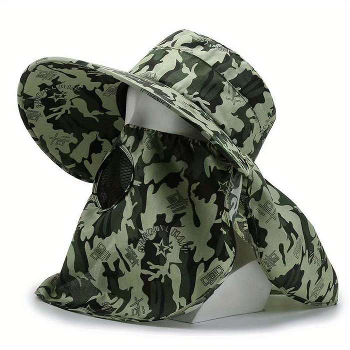 1pc Men'S Camouflage Sun Protection Hat with Face Cover Ideal for Hiking Mountain Climbing Fish