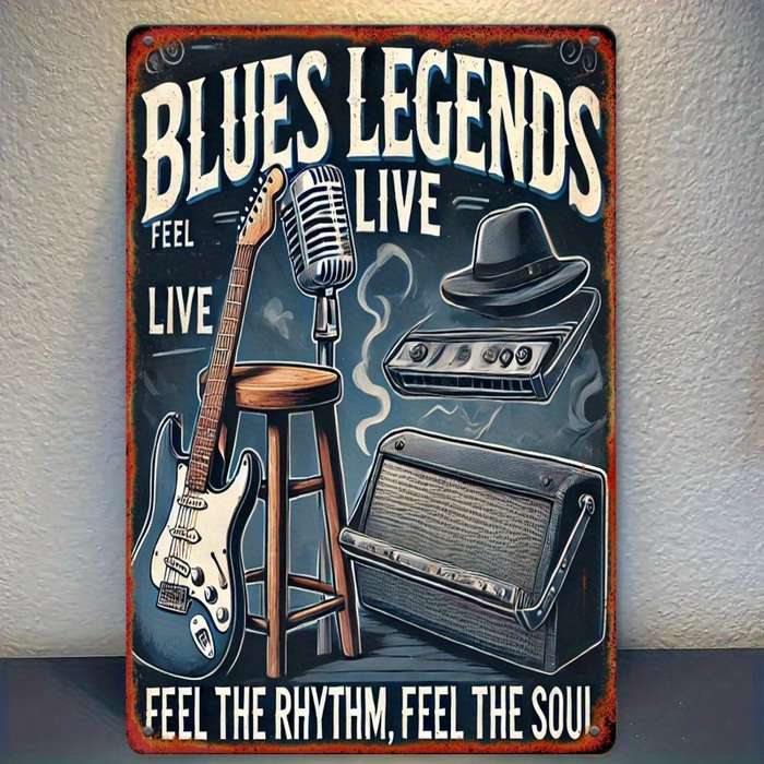 1pc  Classic Blues Legends 30.48x20.32 cm Iron Sign Vintage Music Themed Wall Hanging Decor fo